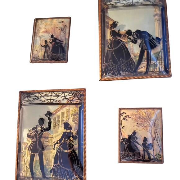Vintage Reverse Painted Silhouette Glass Wall Plaques – Mid Century Shadow Art - Picture 15 of 16